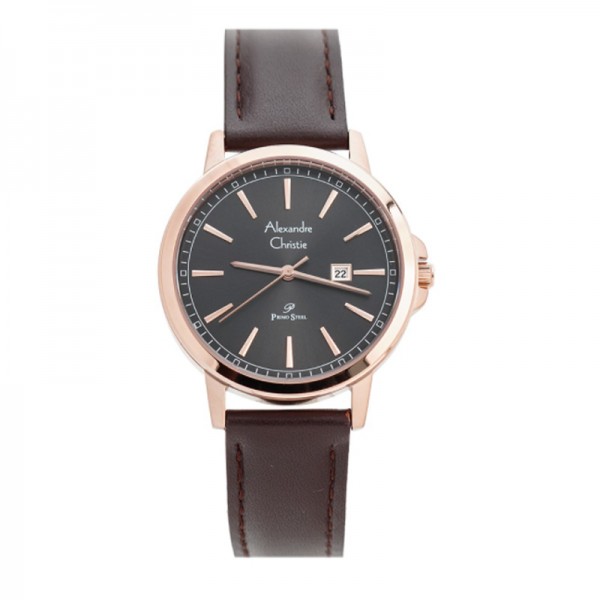 Alexandre Christie AC 1014 Rosegold Grey Leather Lady LDLRGDG